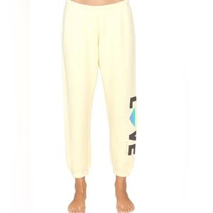 Spiritual Gangster WOMEN'S SMALL Love Perfectly Yellow Terry Graphic Sweatpants